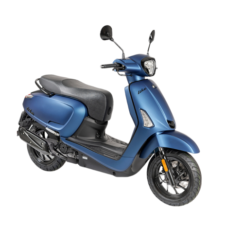 kymco new like special edition mat blauw rechtsvoor